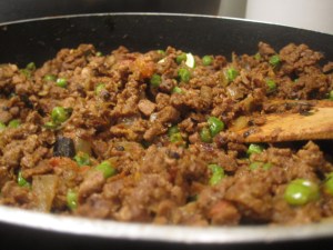 peeking over the edge of the pan